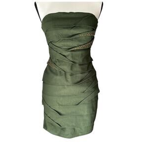 Jodi Kristopher Bandage Dress Womens Size 5 Green Cocktail Mini Studded Bodycon